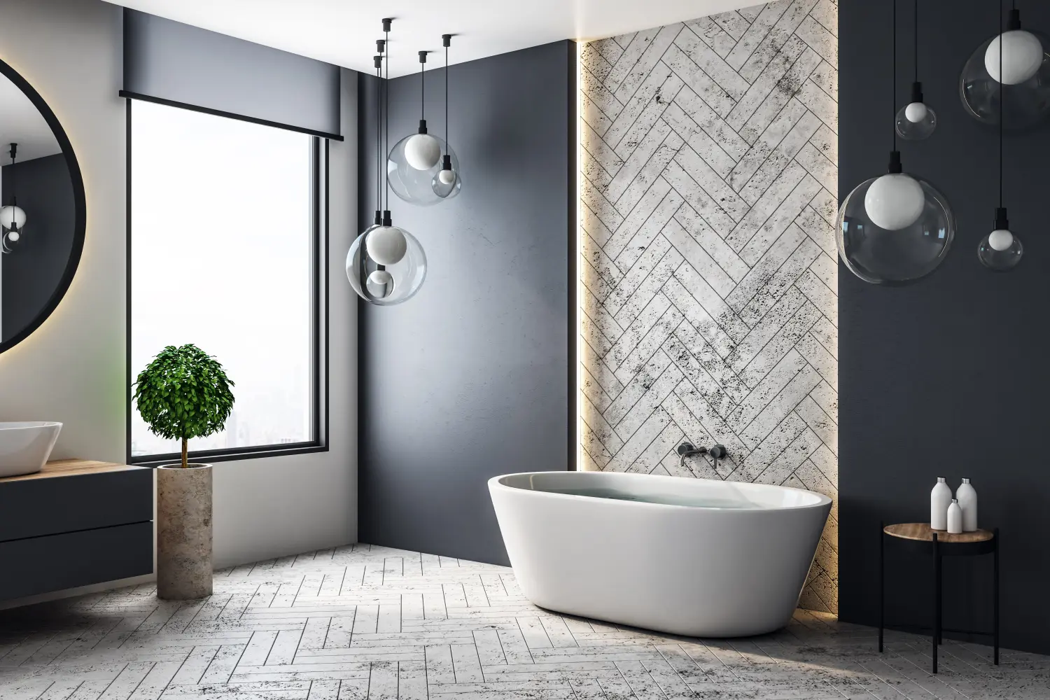  Zeitgenössisches Badezimmer mit Kopierbereich